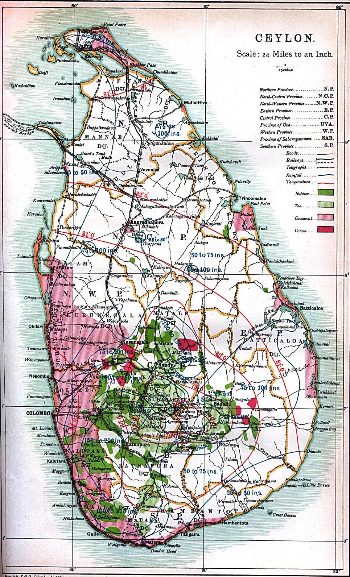 zemljevid Ceylon Šri Lanka