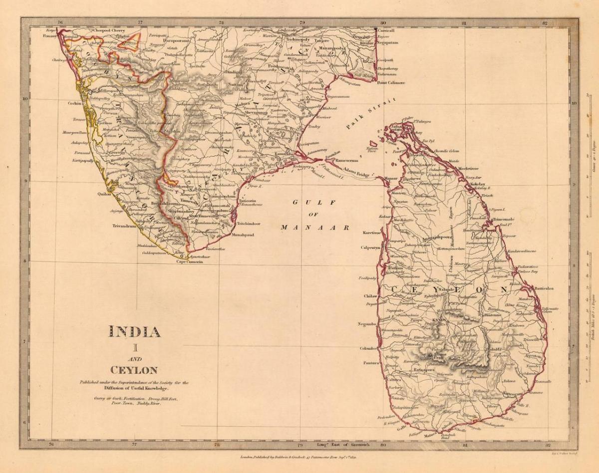 stari Ceylon zemljevid