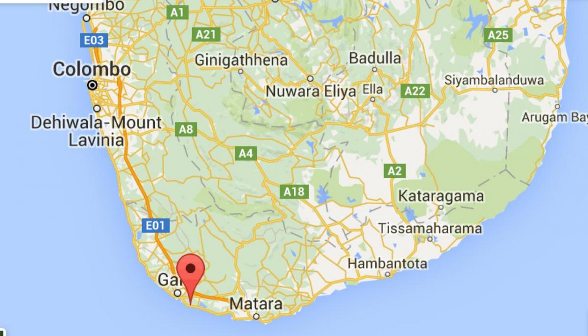  zemljevid south west Šri Lanka