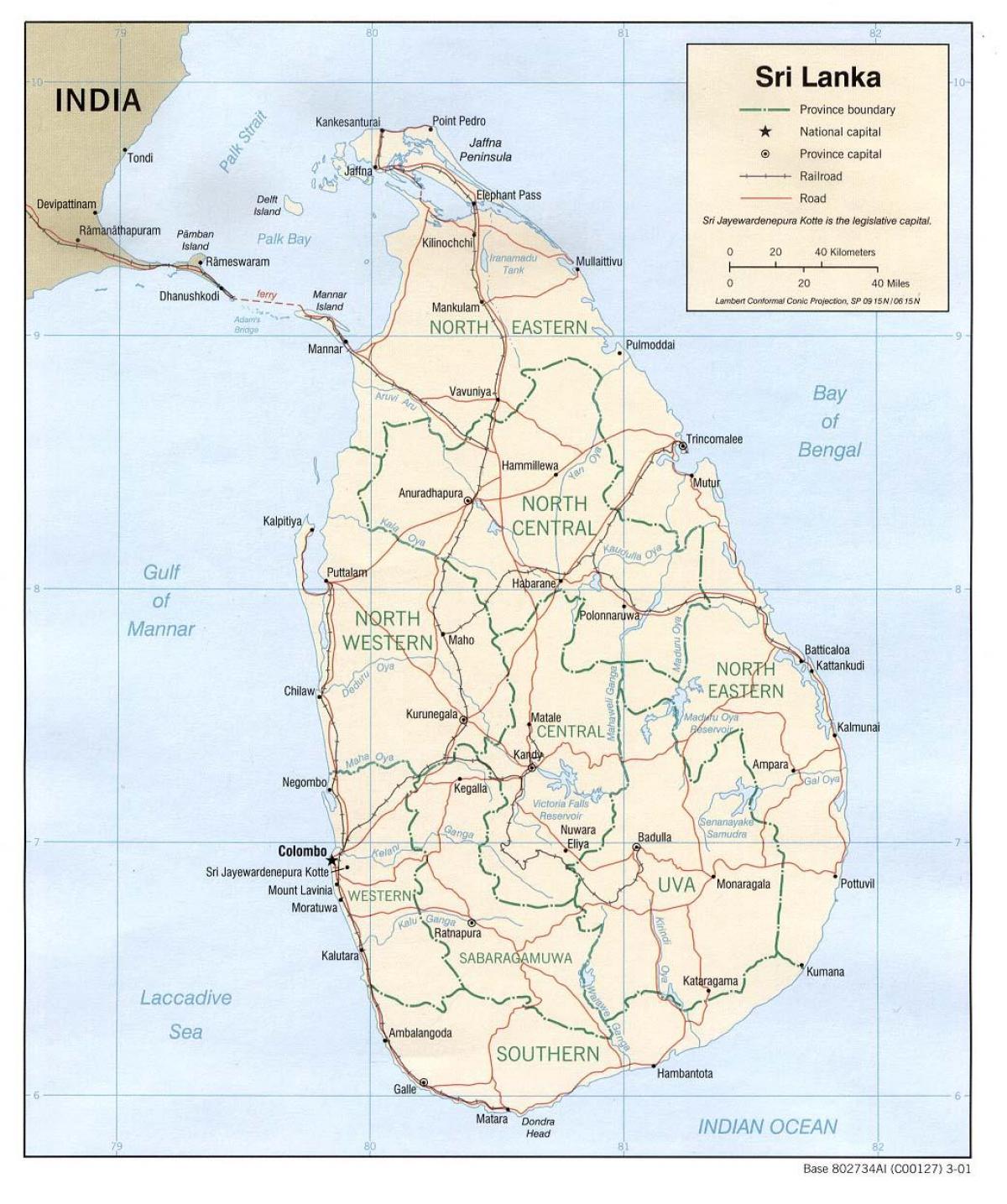 Šri Lanka avtobus zemljevid