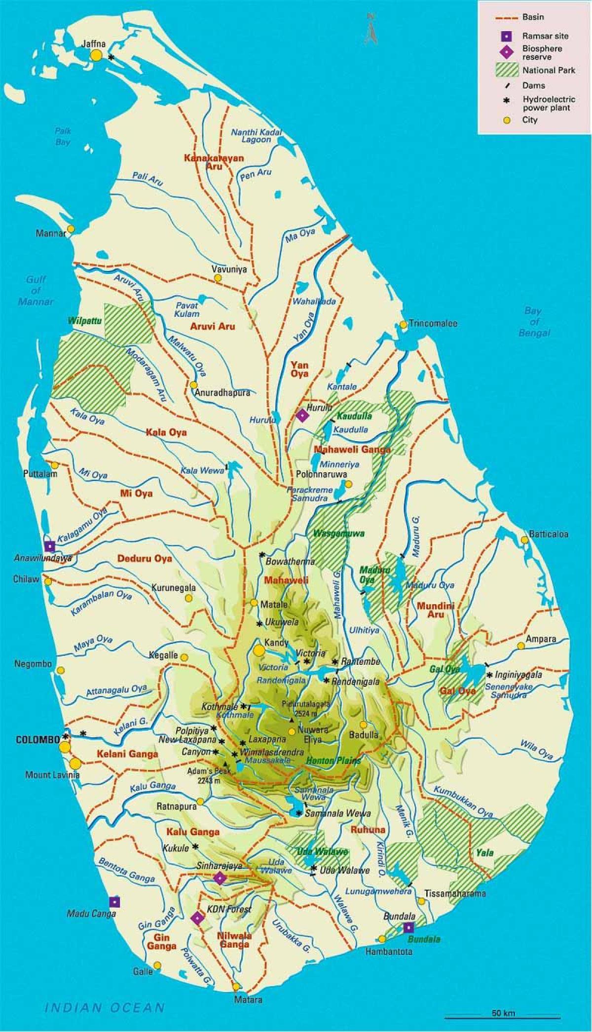 zemljevid Šri Lanka geografija