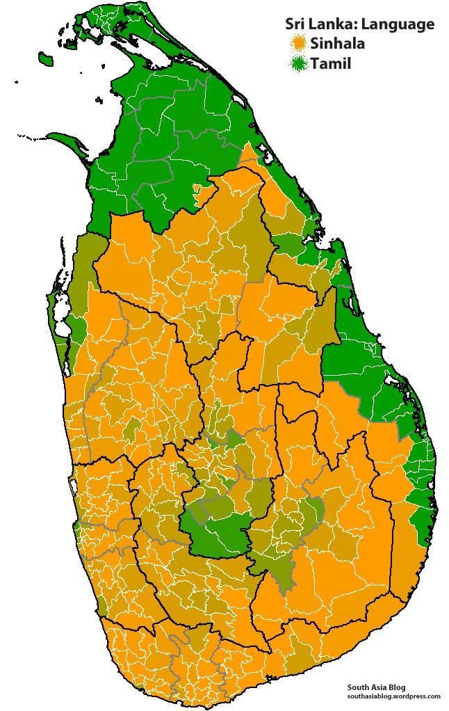 zemljevid Šri Lanka jezik