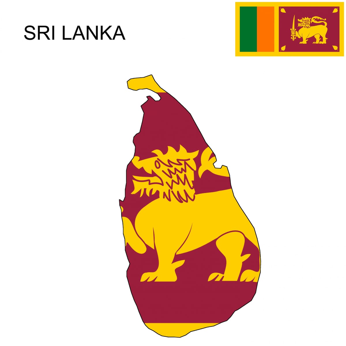 zemljevid Šri Lanka zastavo