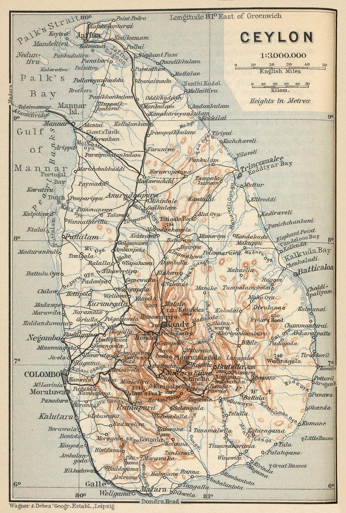 Ceylon na zemljevidu