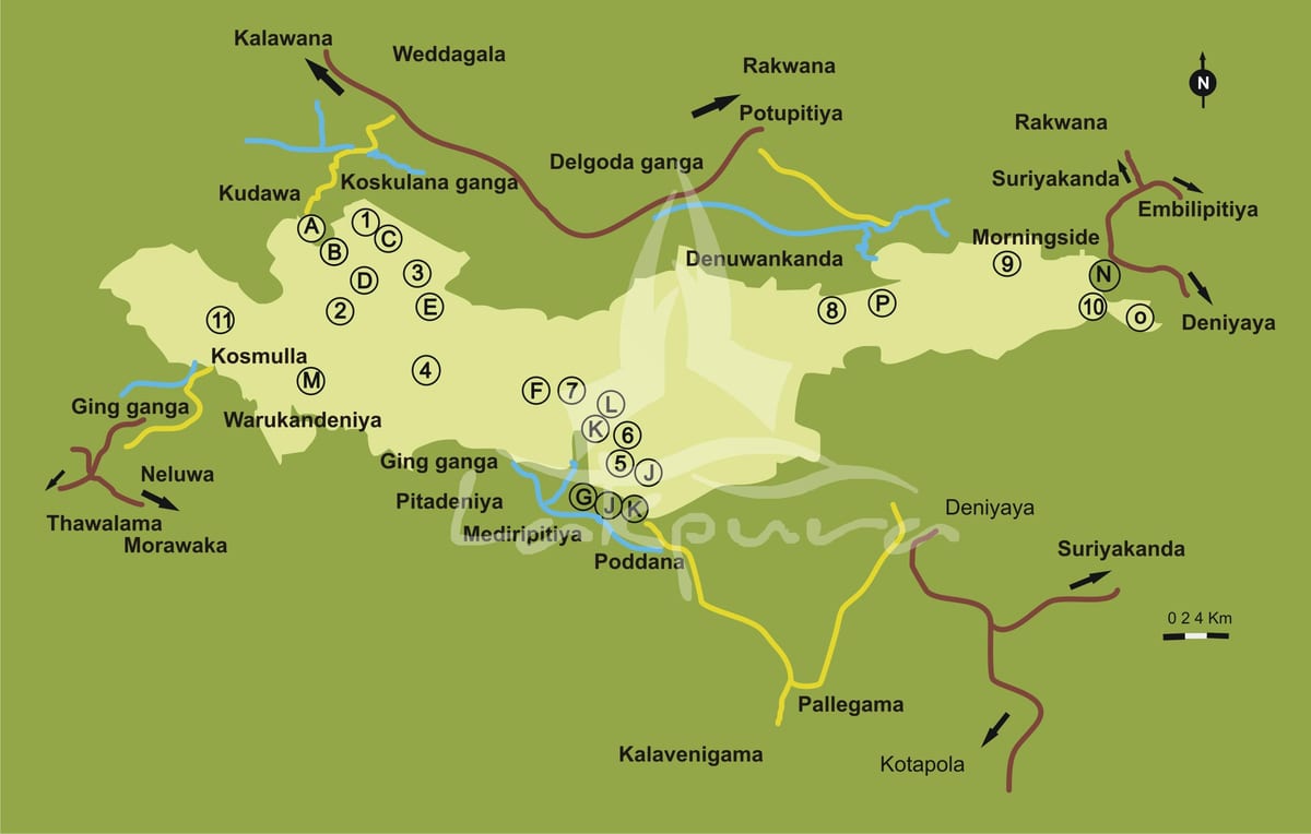 zemljevid sinharaja Šri Lanka