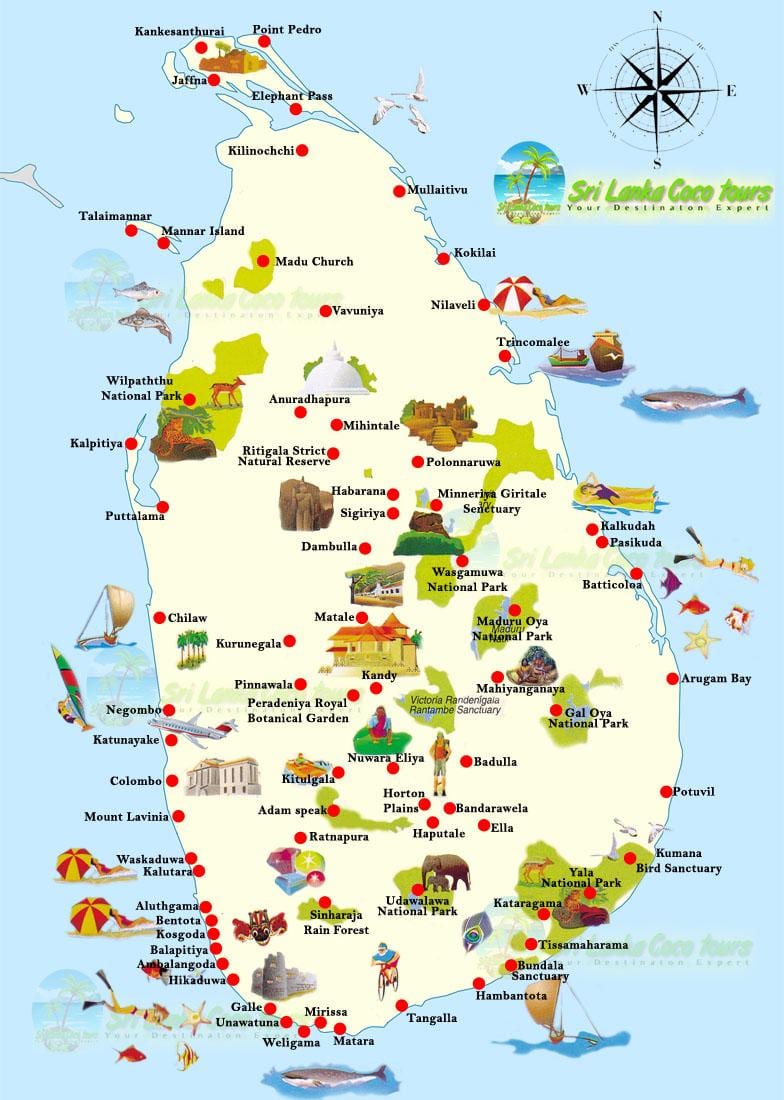 zemljevid unawatuna Šri Lanka