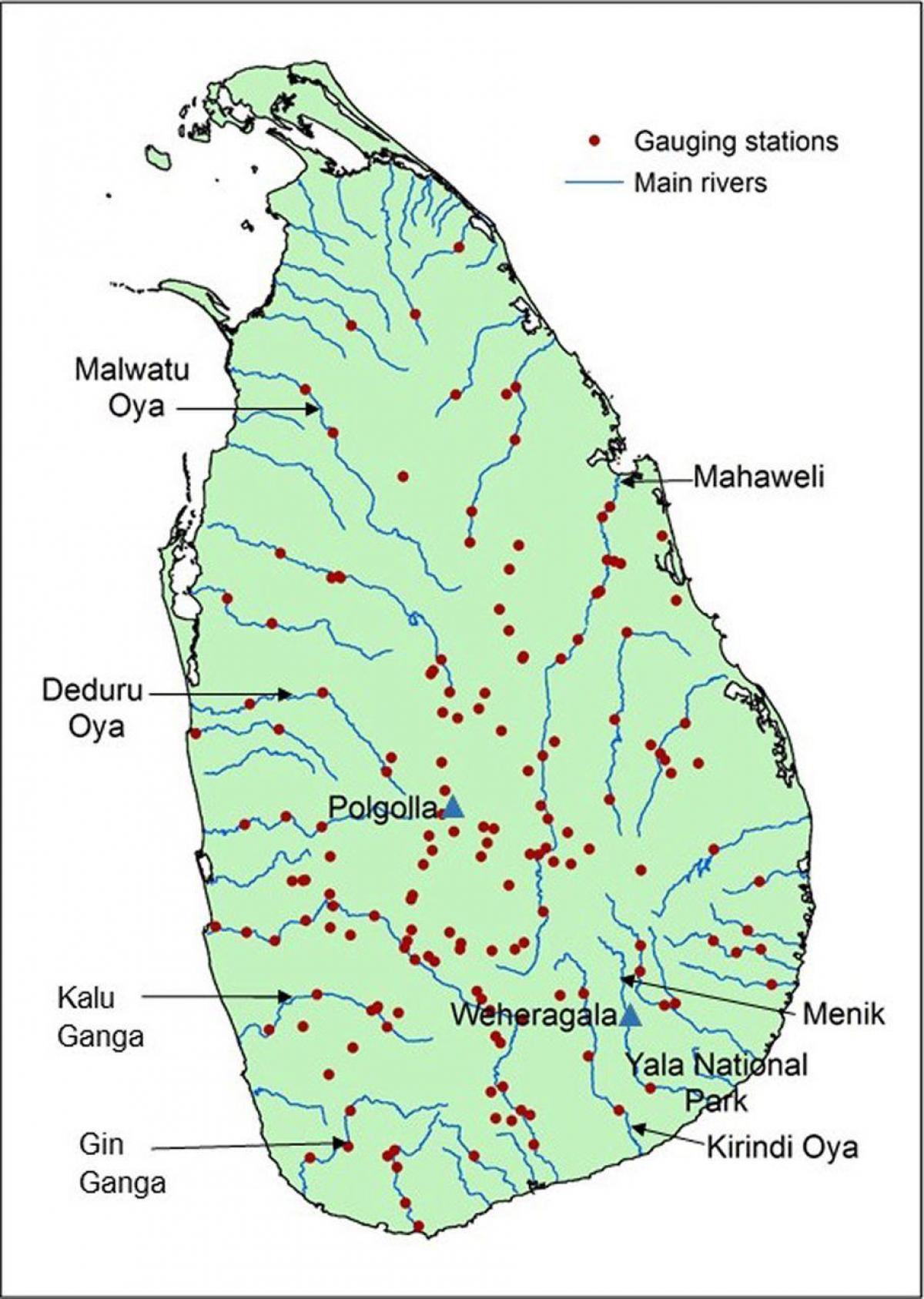 reka zemljevid Šri Lanka