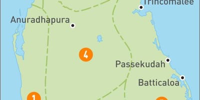 Zemljevid Šri Lanka regije