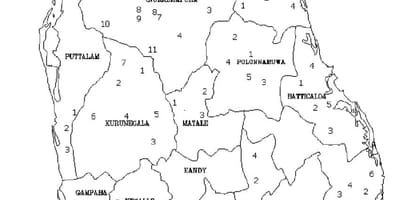 Zemljevid Šri Lanka zemljevid črne in bele