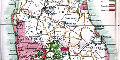 Zemljevid Ceylon Šri Lanka