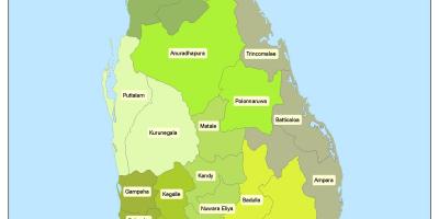 Okrožno na šrilanki zemljevid